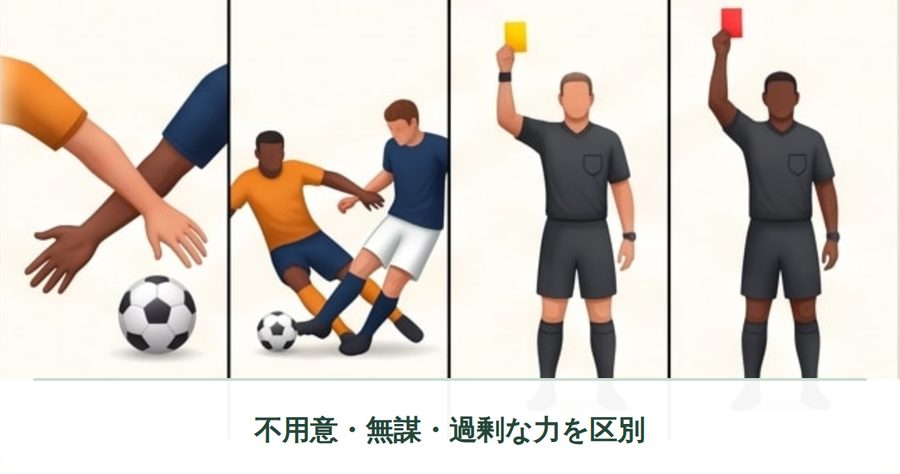 ハンド、タックル、イエローカード、レッドカードのイラスト