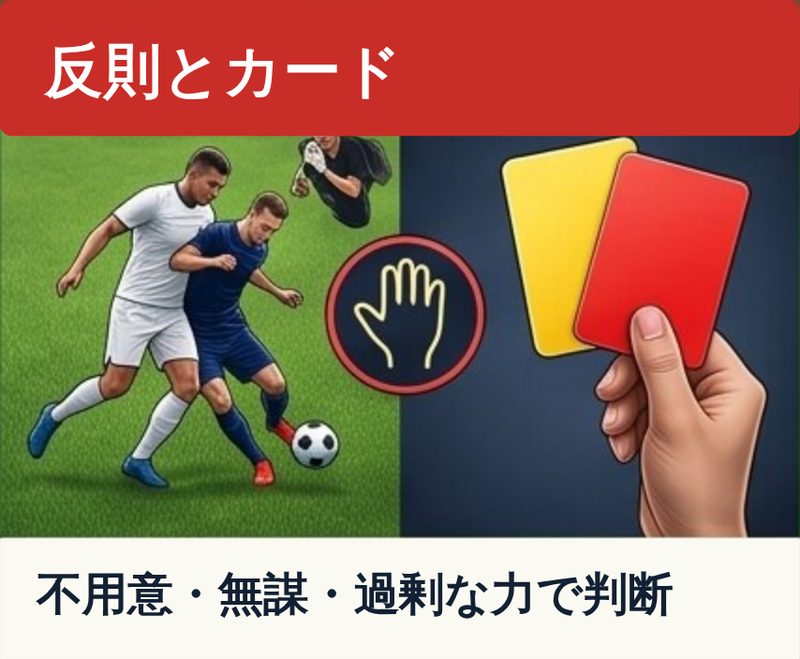 接触プレーと手を示すマーク、2枚のカードのイラスト