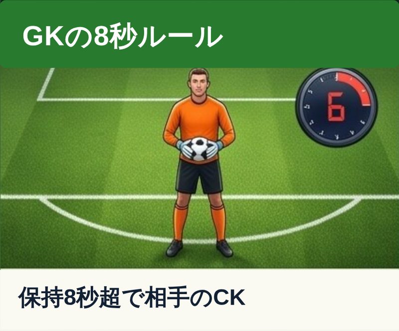 ボールを持つゴールキーパーと8秒のタイマーのイラスト